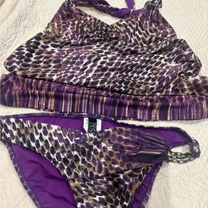 BECCA Vibrant Purple and Brown Bikini Set